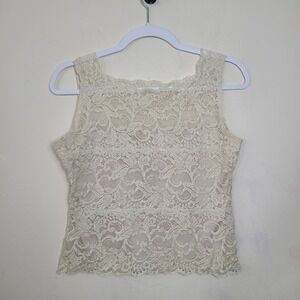 Vintage‎ Lace Tank Womens M Cottagecore Fairy Dainty Y2K Bohemian Romantic Sheer